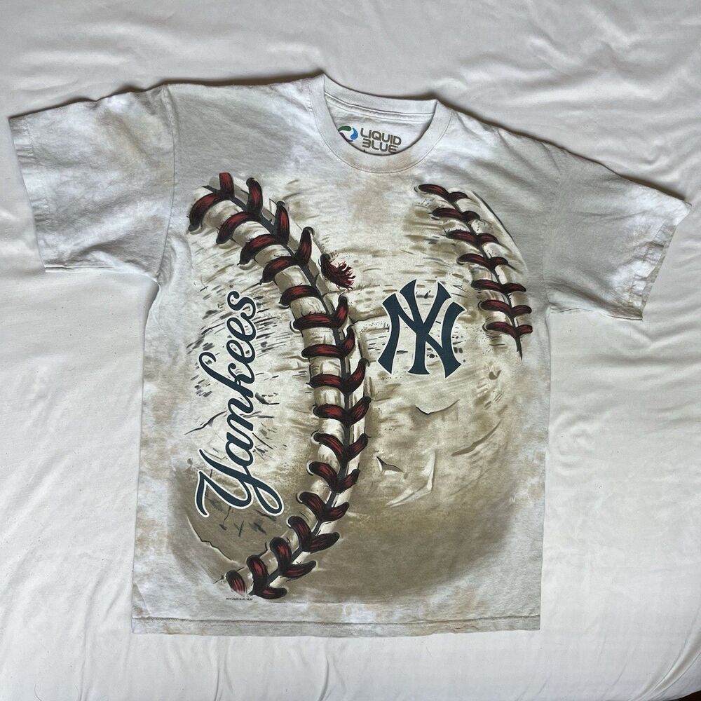 Liquid Blue New York Yankees Baseball Tie Dye T-Shirt Mens L Grey 2014 MLBP